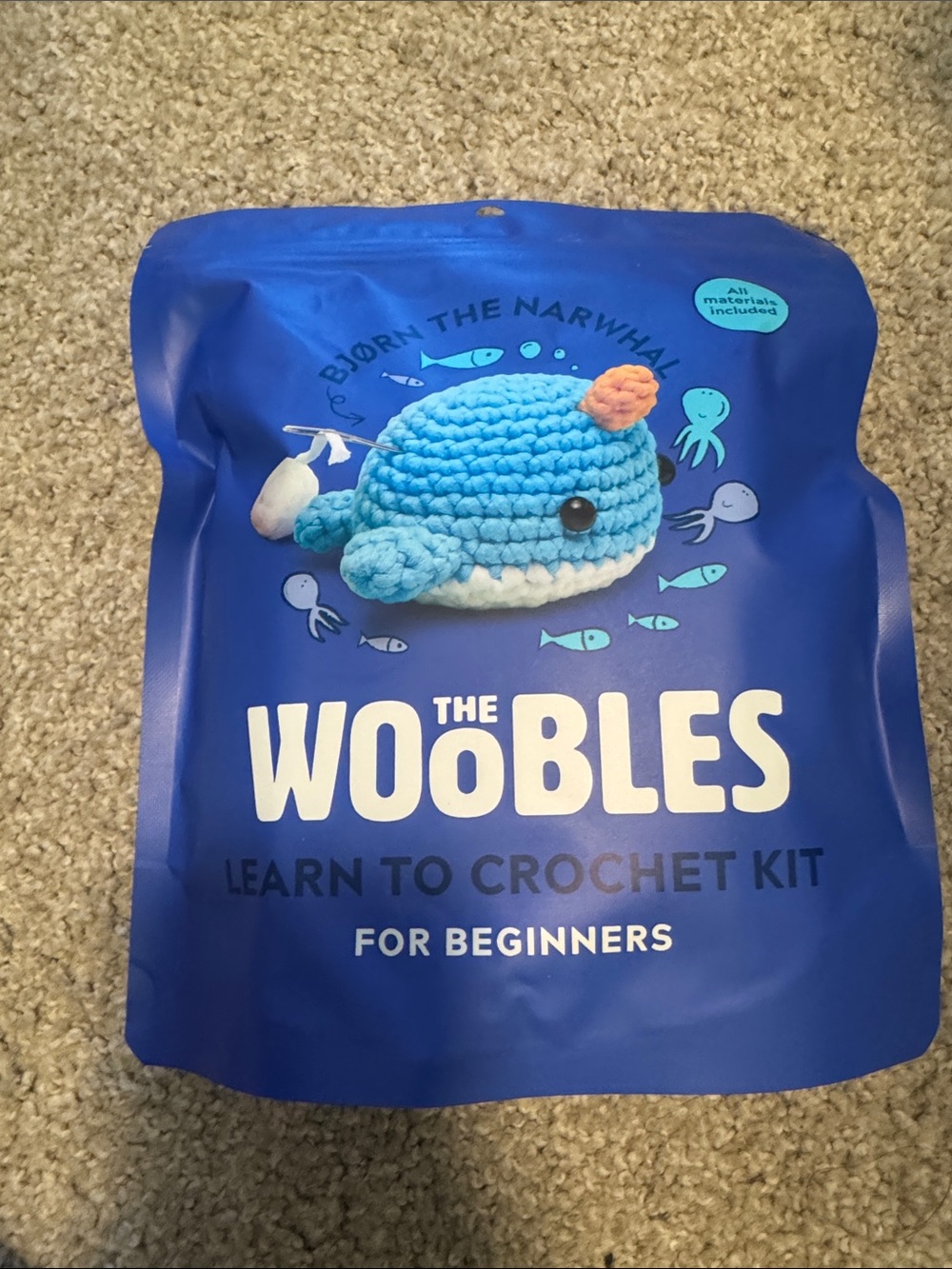 The Woobles Bjorn the Narwhal Crochet Kit - Blue